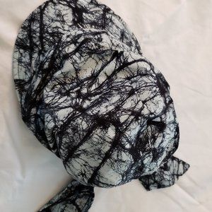 "HATS FOR YOU" -MADE IN USA- BRIMMED BILL-BLACK AND WHITE -TIE BACK